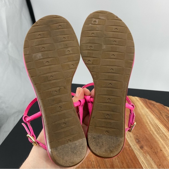 Kate spade Tracie flat sandals hot pink gold bow Sz 6 - Picture 7 of 9